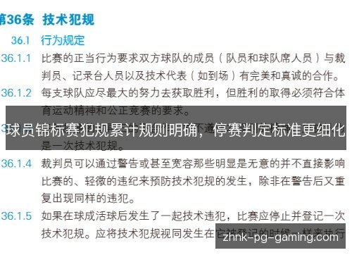 球员锦标赛犯规累计规则明确,停赛判定标准更细化 球员锦标赛犯规累计规则明确,停赛判定标准更细化
